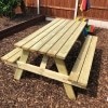 A-frame 8 seater wooden picnic bench in garden