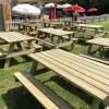 8 seater timber pub style picnic benches in hospitality venue