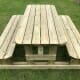 Classic picnic bench seating 8 people with rounded edges in garden